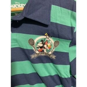 Disney ~Mickey &‎ Friends~ Tennis Club ~Striped~ green navy Men's Size M